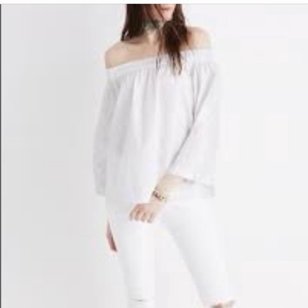 Madewell size XL white off shoulder top sleeve 3/4 sleeve